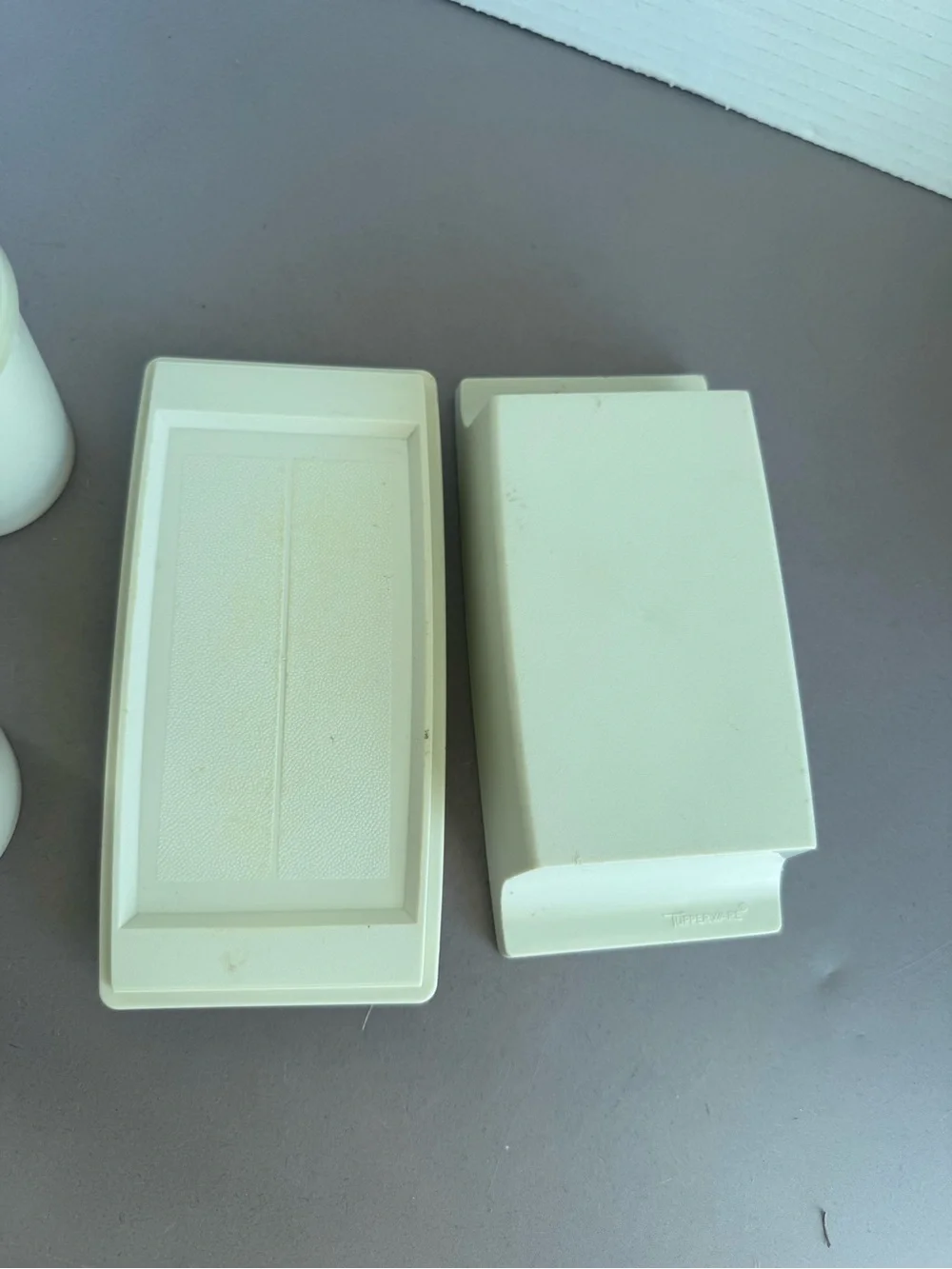 Vintage Tupperware Cream Storage Trio - Neutral Lidded Containers